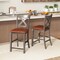 Bar Stools Set of 2 with Cross Back and Faux Leather Upholstered Seat-Grey